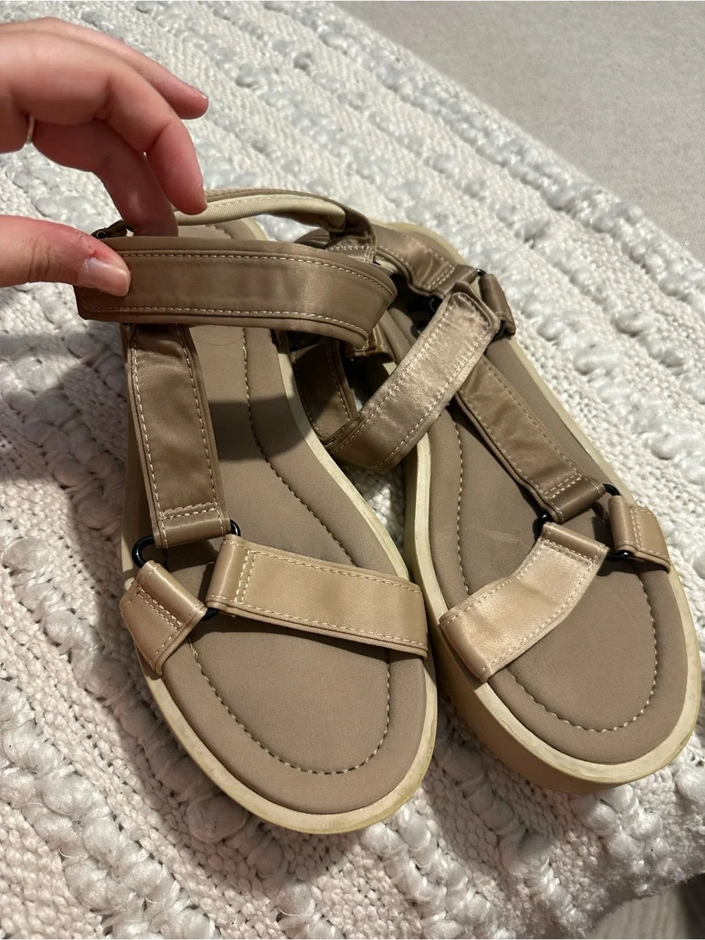 Zara Beige/Tan Strappy Sport Sandals - Picture 2 of 4